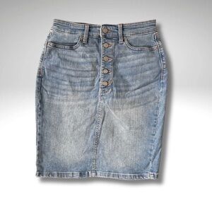 Banana Republic Button Front Light Wash Classic Denim Skirt Size 0